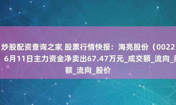 炒股配资查询之家 股票行情快报：海亮股份（002203）6月11日主力资金净卖出67.47万元_成交额_流向_股价